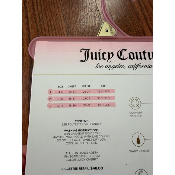 NWT Juicy Couture Size Medium Pink Cherry Print Long Sleeve Top & Legging Set M - Picture 2 of 3